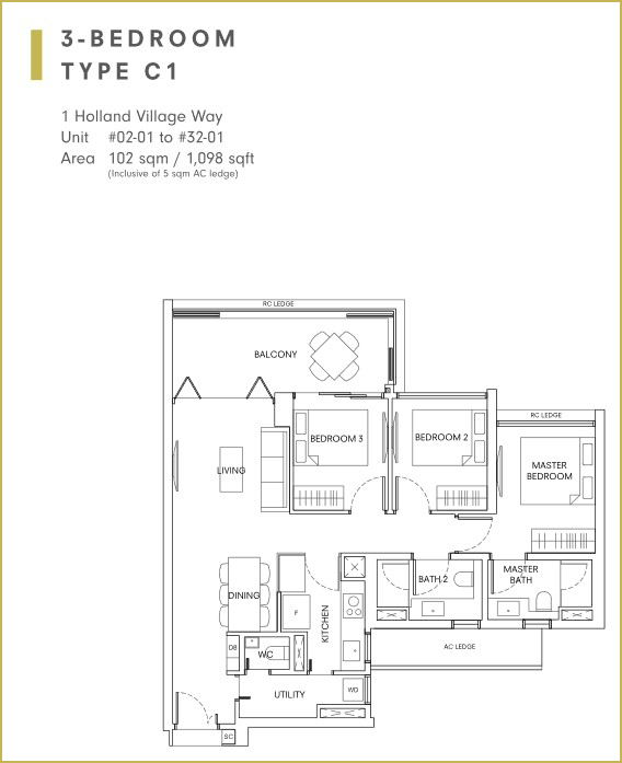 One Holland Village Residences Typical Unit Layouts