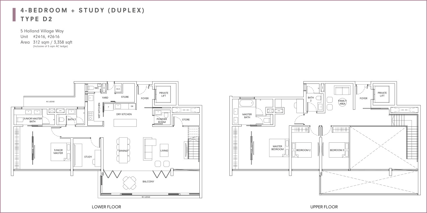 One Holland Village Residences Typical Unit Layouts