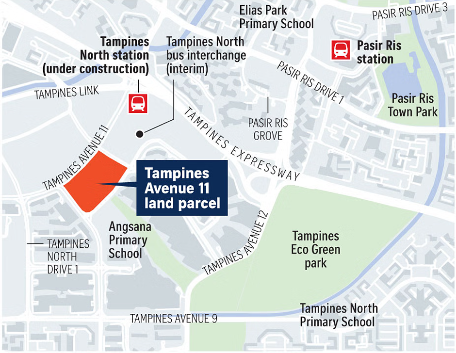 The new launch project - Tampines Avenue 11 Mixed-Use GLS Site Attracts Top Bid of $885 psf ppr